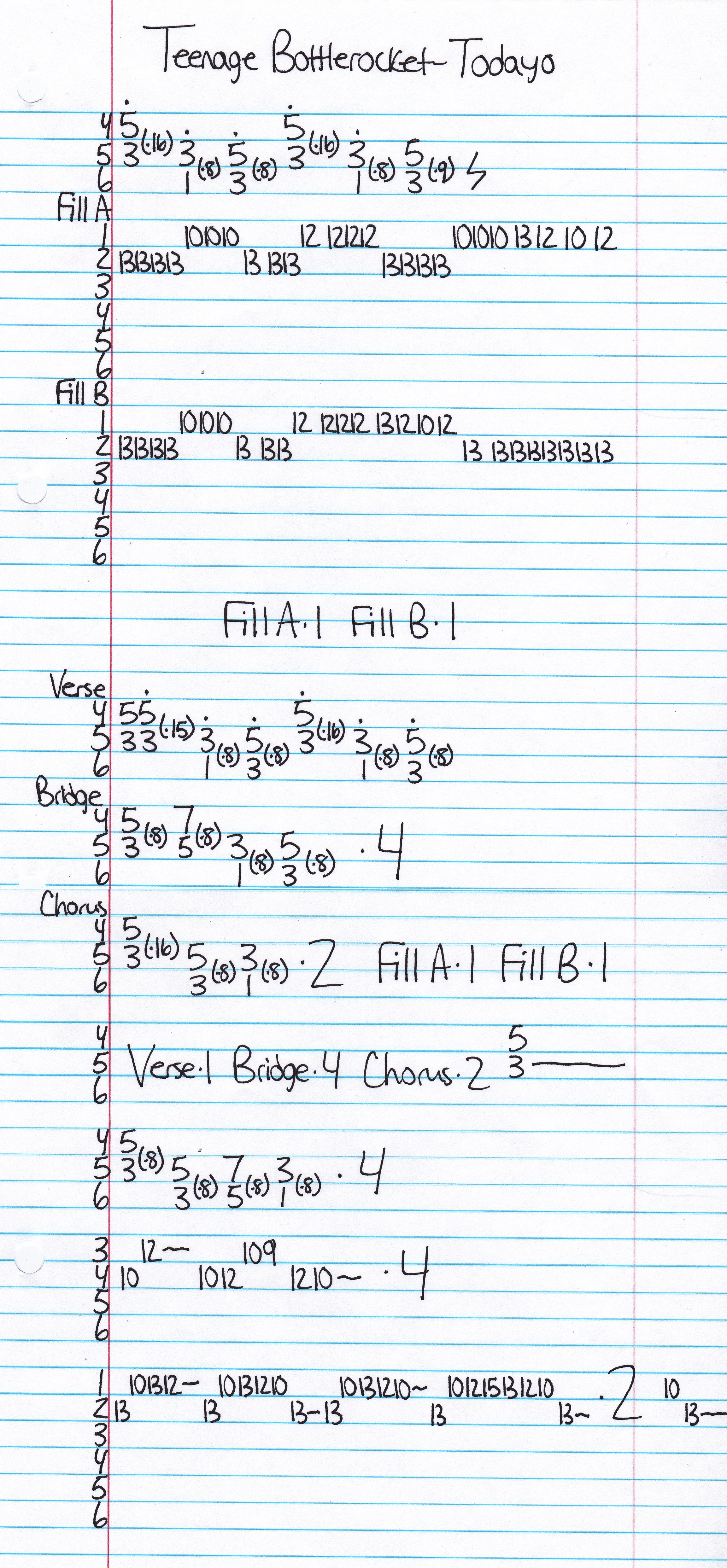 High quality guitar tab for Todayo by Teenage Bottlerocket off of the album They Came From The Shadows. ***Complete and accurate guitar tab!***